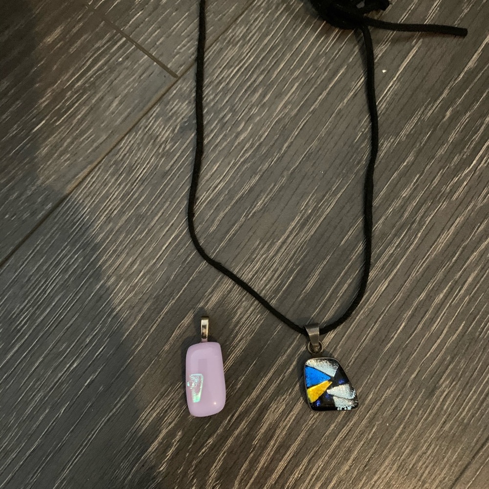 Glass art necklace 2 pendants